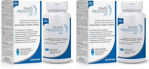 Health Prostate Plus - Suplemento para próstata y tracto urinario con Serenoa repens, licopeno y selenio - Bote de 30 cápsulas vegetales (sin dióxido de titanio y otros colorantes) (Paquete de 2)