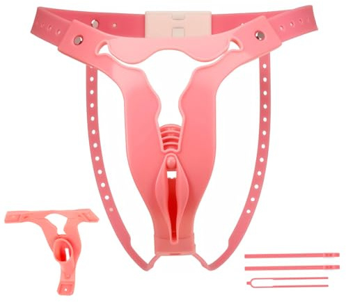 Chastity Cage Sissy Cage de Chasteté Pénis en Silicone avec Urineur et Belt Sex Toys Homme Cages Chastetée avec Serrure Cachée pour Bondage le Pénis Ceinture de Chasteté Rose Respirante (Pink)