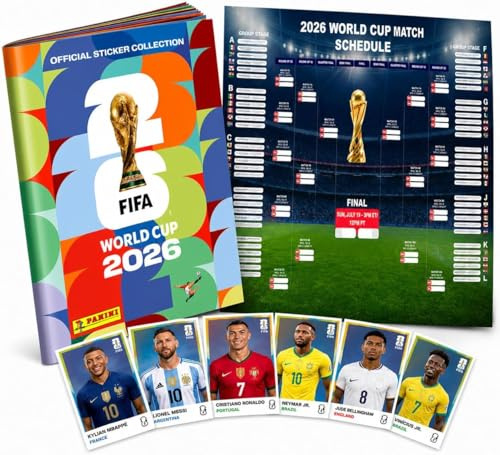 OUTDOORN - Lote di adesivi e album - Coppa del Mondo 2026 - Calcio - Con fascia dei tifosi - Album - Piano di gioco (scrapbooking)