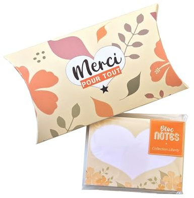La Roulotte Magique Cadeau Maîtresse, Atsem, Nounou, Bloc-notes Liberty + Boîte, cadeau crèche fin d'année merci (CREME)