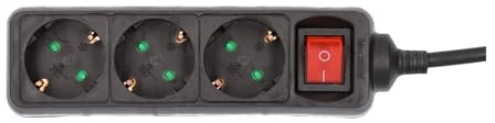 UNITEC Tischsteckdose mit Stecker Schalter, 3-Fach, 3 m, H05VV-FG1.5 mm², schwarz