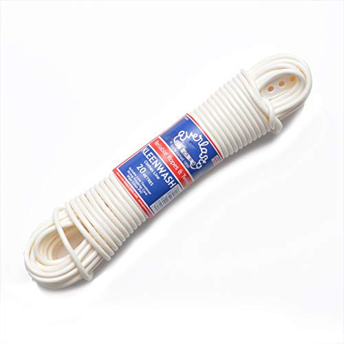 EVERLASTO 'Kleenwash' vita PVC-kläder/tvättlina 4,8 mm tjock – olika längder ... (15 m)
