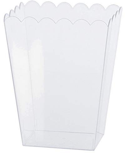 amscan Gran Recipiente Festoneado de plástico Transparente, 19,5 cm, 1 Unidad Rectangular 15 x 12 x 19 cm, Multicolor, L
