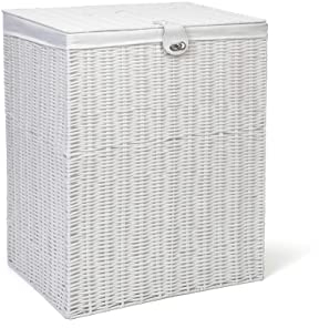Arpan Resin Large Laundry Clothes Basket with Lid, Lock and Lining Storage Basket with Removable Lining 85 Liters - White