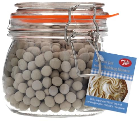 Tala Glasbehälter mit Backperlen, ideal für Blindbacken von Teig, enthält 700 g, hitzebeständig und wiederverwendbar - Perfekt für Kuchen und Gebäck