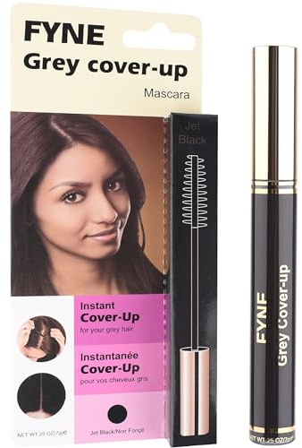 FYNE Root Touch Up Hair Mascara - Instant Jet Black Grey Hair Cover Up - Magic Retouch Temporary Hair Colour for Men & Women (Package may vary)