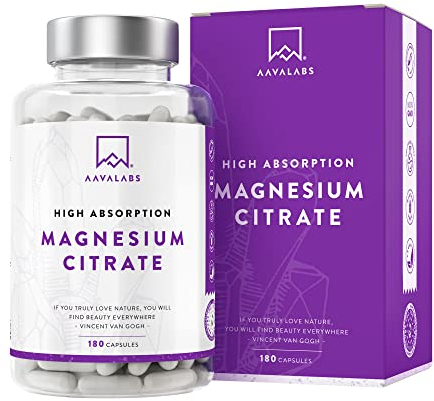 Magnesiumcitrat Kapseln Hochdosiert 2400mg | Magnesium Hochdosiert Kapseln Tri- Magnesiumcitrat Pulver 360mg Elementares Magnesium Citrate Pulver pro Tag - 180 Kapseln Hohe bioverfügbarkeit Vegan