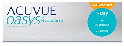 ACUVUE OASYS 1-Day for Astigmatism Kontaktlinsen – Tageslinsen mit komfortablem Tragegefühl – -0,75 dpt, Cyl -0,75, Ach 180 und BC 8.5 – Mit UV Schutz und Austrocknungsschutz – 30 Linsen