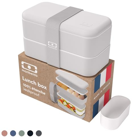 monbento - Bento Box MB Original Coton mit Fächern Made in France - 2 Tier Auslaufsicher Lunch Box Perfekt für Büro/Meal Prep/Schule - BPA Frei - Brotdose Lebensmittelbehälter - Grau
