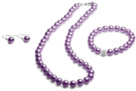 FlexiStore Perlenkette geknotet - Perlenarmband - Perlenohrringe - Set