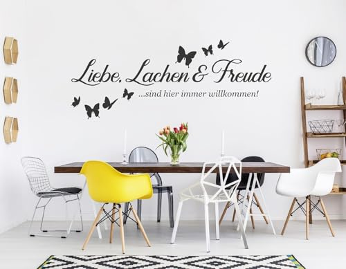 tjapalo® pkm497 wandtattoo Liebe lachen und Freunde sind hier immer willkommen Wandtattoo Freunde spruch Wandtattoo wohnzimmer sprüche Wandsticker Flur, Farbe: flieder, Größe: B150xH58cm
