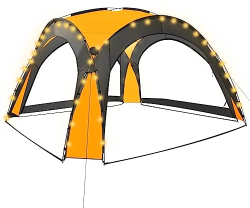vidaXL Partyzelt mit LED 4 Seitenwänden UV-beständig Solar Garten Pavillon Gartenzelt Festzelt Gartenpavillon Camping 3,6x3,6x2,3m Gelb