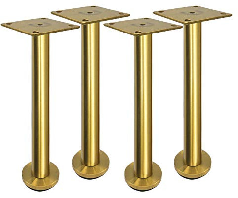 4PCS Möbelfüße Verstellbare Möbelfüsse Edelstahl Möbelbeine Metallfuß Geeignet Für Bett Sofa Tisch Füße Couchtisch Nachttisch Teetisch Beine Ersatzkabinettfüße Schrankbeine,Gold(28cm)