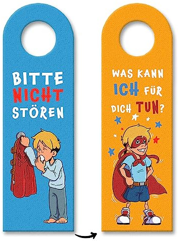 Türhänger Superheldenmotiv - Bitte nicht stören oder Was kann ich für dich tun Cooles Superhelden Türschild für kleine blonde Superjungs die gerne mal Superheld spielen und immer