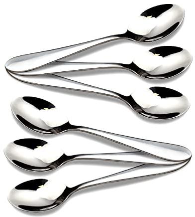 CAMRI Teaspoons Set of 6 -13.2 cm / 5.19 in, Stainless Steel Tea Spoon for Coffee & Dessert, Dishwasher Safe, Small Spoon Set for Home Kitchen & Restaurant (C61 - 6 Pcs)