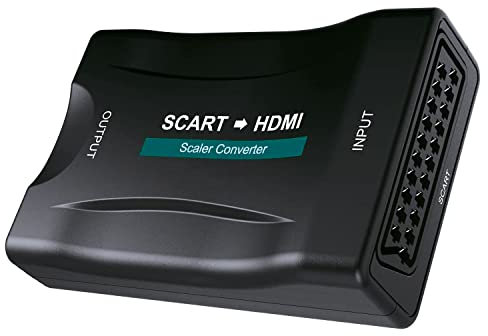 Ex-Pro SCART to HDMI Converter, HD 1080P Analogue to Digital Adapter Video Audio Supports PAL/NTSC/SECAM Formats with USB Power Cable for DVD HDTV STB PS3 Sky DVD Blu-ray