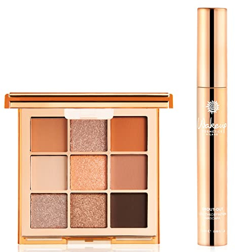 Wakeup Cosmetics - Kit Occhi Love at First Sight - Contiene 1 Shout-Out Mascara, per Ciglia più Lunghe e Definite, Colore Nero + 1 Eye Feel Good, Palette di Ombretti Composta da 9 Tonalità, 01 Nude