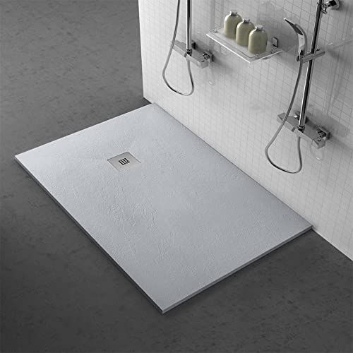 Piatto Doccia 70x130 Grigio in Marmo Resina, Effetto Pietra, Karen (70x130, Grigio)