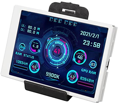 Sxhlseller Computer Temperaturmonitor, 3,5 Zoll IPS Vollbild Minibildschirm, USB Typ C PC Sensorpanel Display Temperaturmonitor, PC CPU RAM Festplattendatenmonitor, Integrierte Mehrere Themen (Weiß)