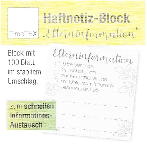 TimeTEX Haftnotiz-Block Elterninformation - 65 x 65 mm - 100 Blatt - 10626