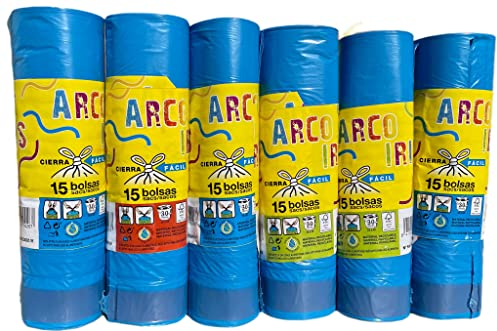 Bolsas de Basura con Asa • 30 Litros con Cierre • Pack de Ahorro 90 Bolsas • Saco Alta Resistencia