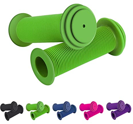 RosewineC Manopole per manubrio della bicicletta, morbide, antiscivolo, in gomma, per bambini, ragazzi e ragazze (verde)
