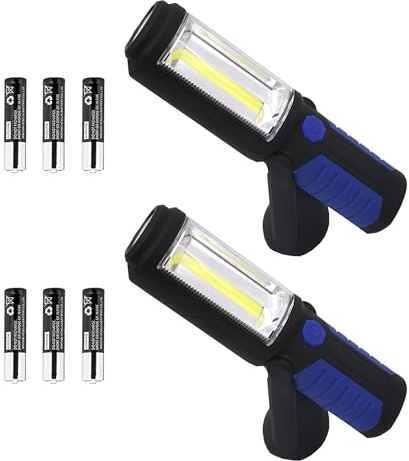 Vagocom 2Pack LED Inspection Lamp Torch,High Lumens COB Worklight Portable Hand Held Flashlight Trouble Light with Magnetic Base for Mechanic Tool,Camping,Grill,BBQ,Emergency,Gift(Batteries Included)