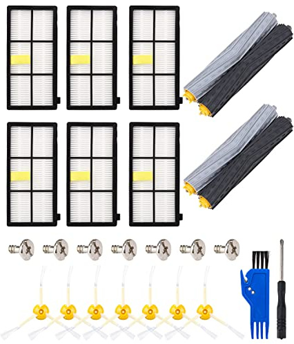 Jissta Kit Recambios Cepillos para iRobot Roomba Serie 800 900, Accesorios Repuestos Compatible con 896 895 890 880 870 871 960 976 990 981 980, 2 Cepillos de Rodillos,6 Filtros,7 Cepillos Laterales