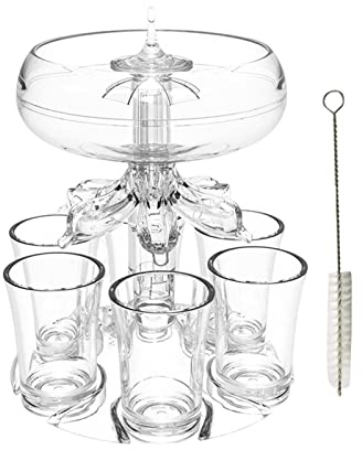 Fukamou Shot Dispenser, 6 Shot Glass Dispenser and Holder with Glasses, for Cocktail, Wine and Juice, Drink and Beverage Dispenser for Liquids.