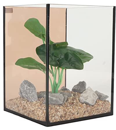Huairdum Aquarium Komplettset, Glasaquarium, Kleines Aquarium-Set Kostenloser Wasserwechsel Schwarze Baumwollfiltration Tisch-Wasserdurchflusskontrolle Mini Aquarium