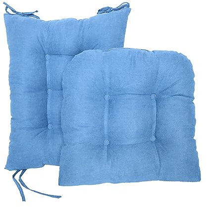 RUYICZB 2Er Set Schaukelstuhlkissen rutschfest Verdickt Hochlehner Auflage Mit 10 cm Dicke, Schaukelstuhl Sitzauflage Mit Bändern, Weiches Stuhlkissen Für Hochlehner Niedriglehner,Blau