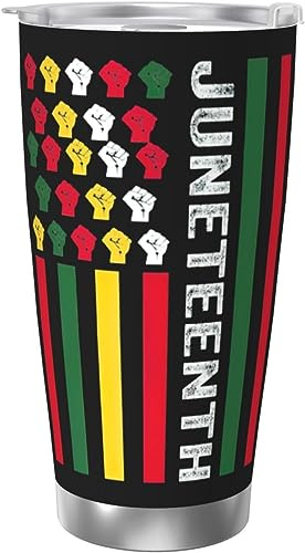 Melbrakin Happy Juneteenth Day Bicchiere da caffè americano in acciaio inossidabile isolato sotto vuoto Tazze da caffè Tazza da viaggio Tazza da acqua