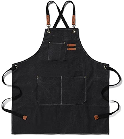 Topyond Verstellbare Wasserdichte Arbeitsschürze – Atmungsaktive, Verdickte Unisex-Küchenschürze Mit Taschen Für Grillen Und Gartenarbeit – Schwarz