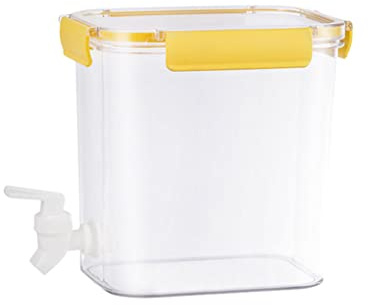 EIOLWJIEO Cold Water Drink Teapot Fridge Juice Bottle Jug Lock Lid Beverage Dispenser 4.5L Large Capacity Leakproof Bar Party, Yellow, 3.5L