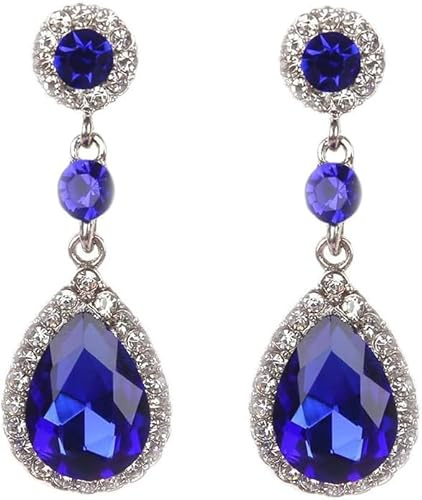 FDEETY Ohrringe Wassertropfen Teardrop Kristall für Damen Hypoallergen Hängende mit Tropfenschliff Edelsteine Zirkonia Ohrringe Lange Baumelnde Ohrstecker Hochzeit Partei Abschlussball