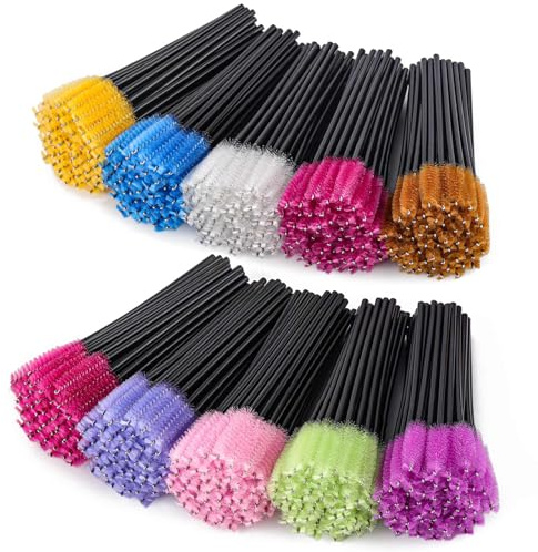 BTYMS 500 Pieces Disposable Mascara Wands Eyelash Brush Brow Brushes Applicators Lash Spoolies for Eye Lash Extension - Multi Color
