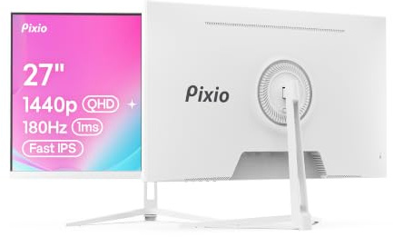 Pixio PX278 Wave White 27 inch 180Hz Refresh Rate Quad HD 1440p Resolution AMD FreeSync Fast IPS Panel 1ms GTG Response Time Built-in Speakers Gaming Monitor