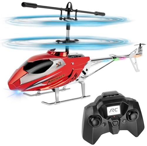 Aolso Helicoptere Telecommande Enfant, Mini Helicoptero avec Lumières LED 3,5 Canaux, Hélicoptère télécommandé, Mini Hélicoptère en Alliage Télécommandé, Cadeau hélicoptère pour un enfant - Rose Rouge