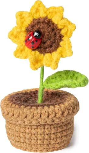 Sunflower Gifts for Women,Emotional Support Plant Gift, Sunflower Artificial Flowers Gift, Crochet Flowers Gifts, Sunflowers Knitted Potted Flowers for Birthdays And Graduation Season