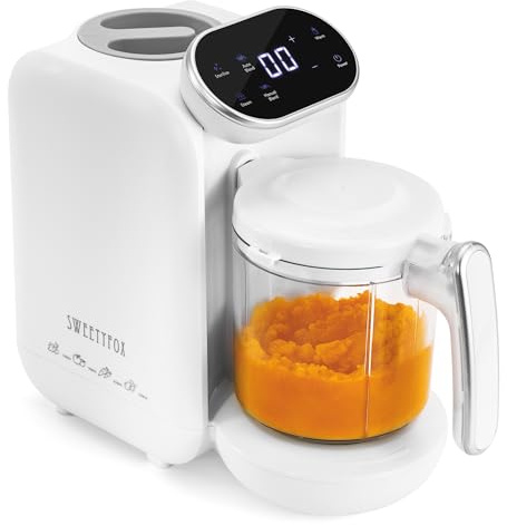 Sweety Fox - Baby Cooker Mixer - 7 funktioner - Ånga, Mixer, Pulse, Rengörbar, Sterilisera, Återvärm, Tina - Baby Cooker Robot