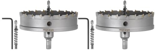QUARKZMAN 125mm Lochsäge 2 Stück Wolframkarbid-Hartmetallmaterialien Bohrer | Dosenbohrer, Lochsägen-Set mit Dreieckschaft inklusive für Edelstahl, Metall, Kupfer, Holz, Kunststoff