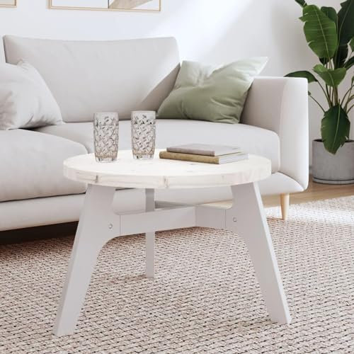 Sufrk Tischplatte Schreibtischplatte Table Top Gartentischplatte Tischplatte Rund Weiß Ø60x3 cm Massivholz Kiefer