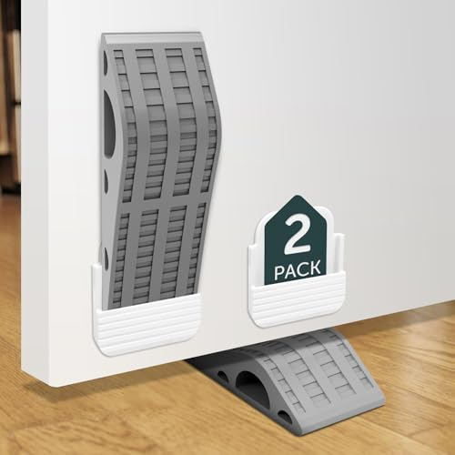 shinfly Door Stop, 2-Pack Door Stoppers for Holding Doors, Anti-Slip, Thick Door Stoppers for Floor, Door Wedge Suitable for All Types of Door, Door Wedges Indoors with Storage Container