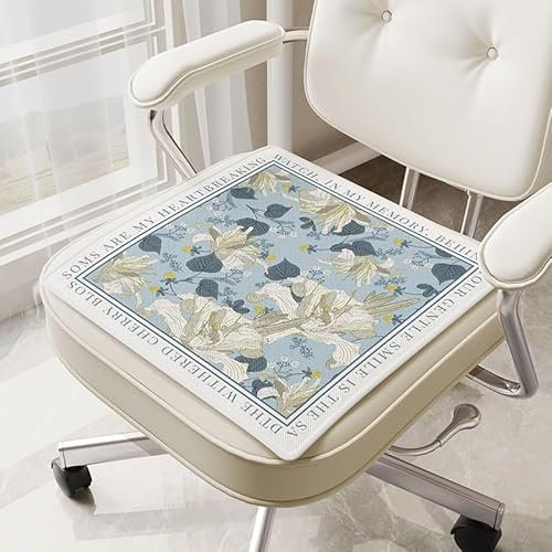 Cuscini da Esterno Foglie Di Giglio Blu Cuscini Sedie Cucina Poliestere Cuscini per Sedie da Esterno Cuscino Sedia Ufficio Lavabile Cuscini da Giardino Pieghevole Cuscini per Sedie 30x30cm