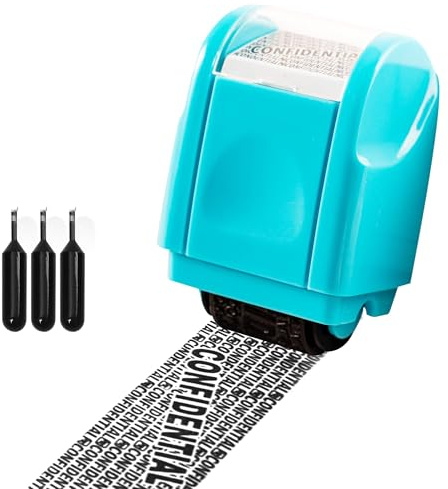 Privacy ID Address Blocker Stamp, Identity Theft Protection Roll Stamp, Privacy Security Theft Roller Stamp Personal Data Security Data Defender Roller Stamp (Blue, S)