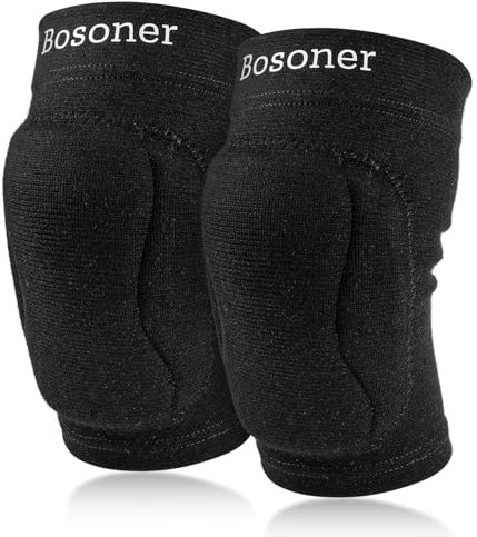 BOSONER Knieschoner Volleyball Tanzen Knieschützer für Damen: Dicker Knieschoner für Männer - Schützende Weiche rutschfeste Knieschoner aus Schwamm zum Tanzen Sport Fussball Yoga (Schwarz, M)