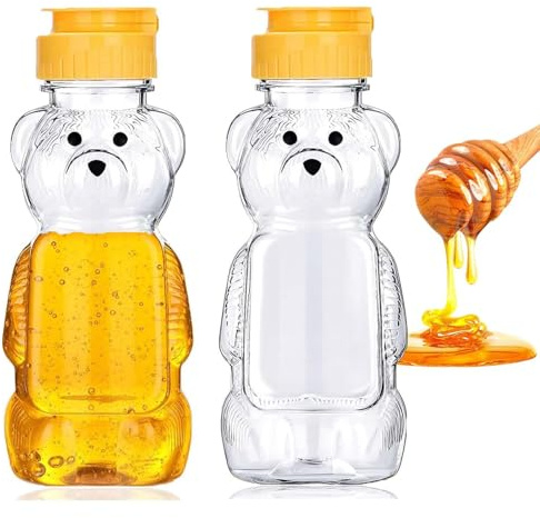 MisFun 2 x 250 ML Honigspender, Bär Honigflaschen Gläser, Klare Honigbehälter
