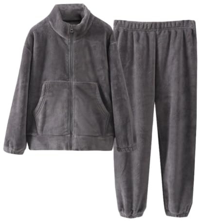 Valcatch 2 Piece Girls Boys Fleece Tracksuit Set, Dark Gray, 9-10 Years