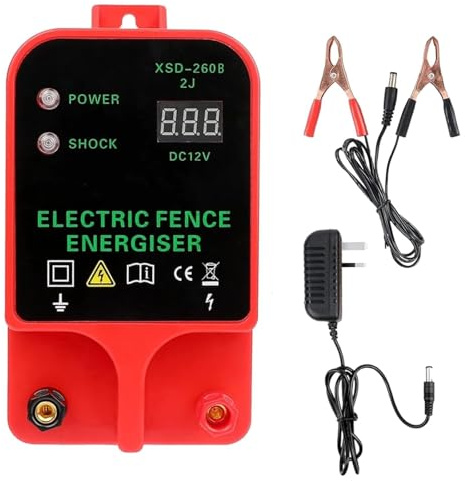 Electric Fence Energiser, 3.5 Joules 6.2 Miles,Input 12V Output 8 KV or 12KV,Electric Fence Charger High Voltage Pulse Controller for Livestock,Large Animals,Horse (without Alarm)