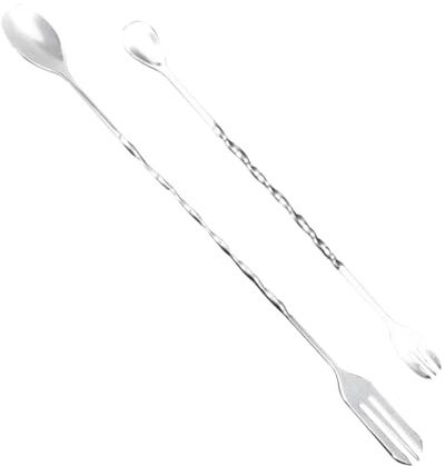 Alipis 2 Set Forchetta Da Ghiaccio Swizzle Shaker Martini Sbarra Vino Filtro Bar Spoon Attrezzi Barman Bastoncino Di Miscelazione Agitatore Per Cucchiaini Da Cocktail Silver 4 Pezzi * 2